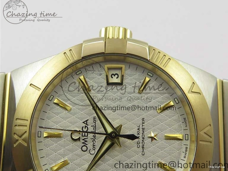 0303 Constellation 38mm SS YG VSF 1:1 Best Edition White Textured Dial on SS YG Bracelet A8500 Super Clone Upgraded 7922